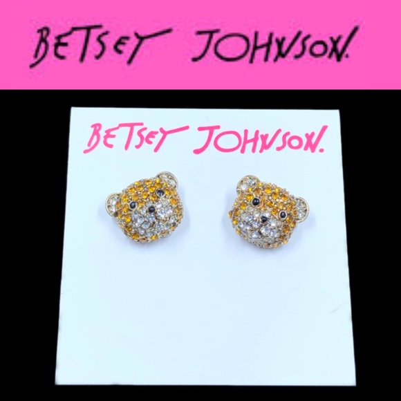 Betsey Johnson GT Pave Teddy Bear Stud Earrings - Picture 10 of 10